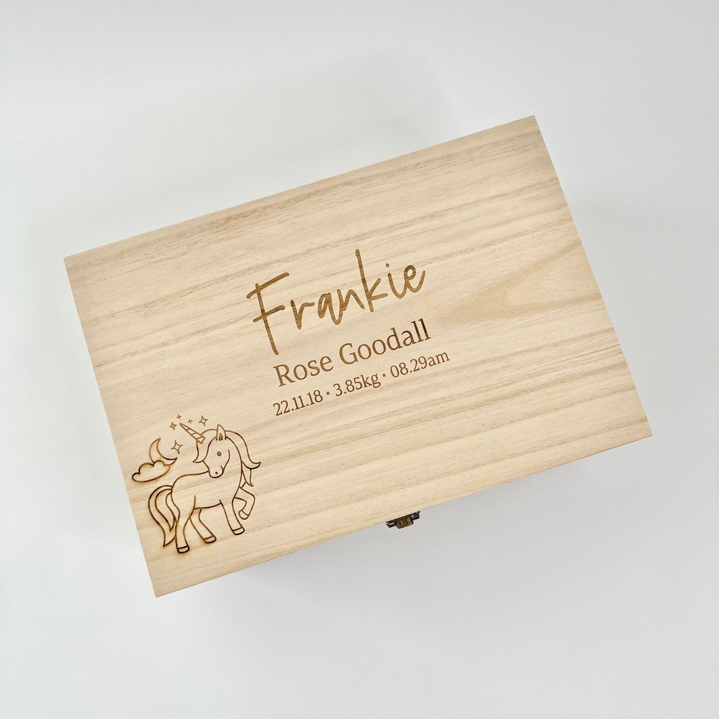 The Unicorn birth details keepsake box