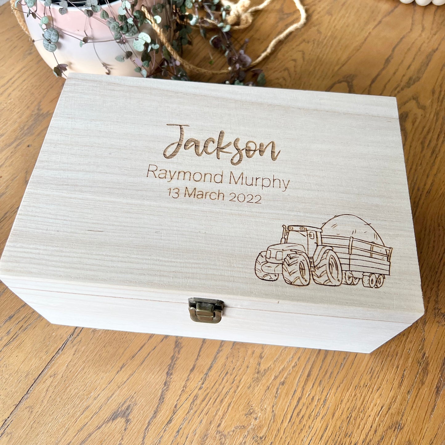 The Tractor birth details keepsake box