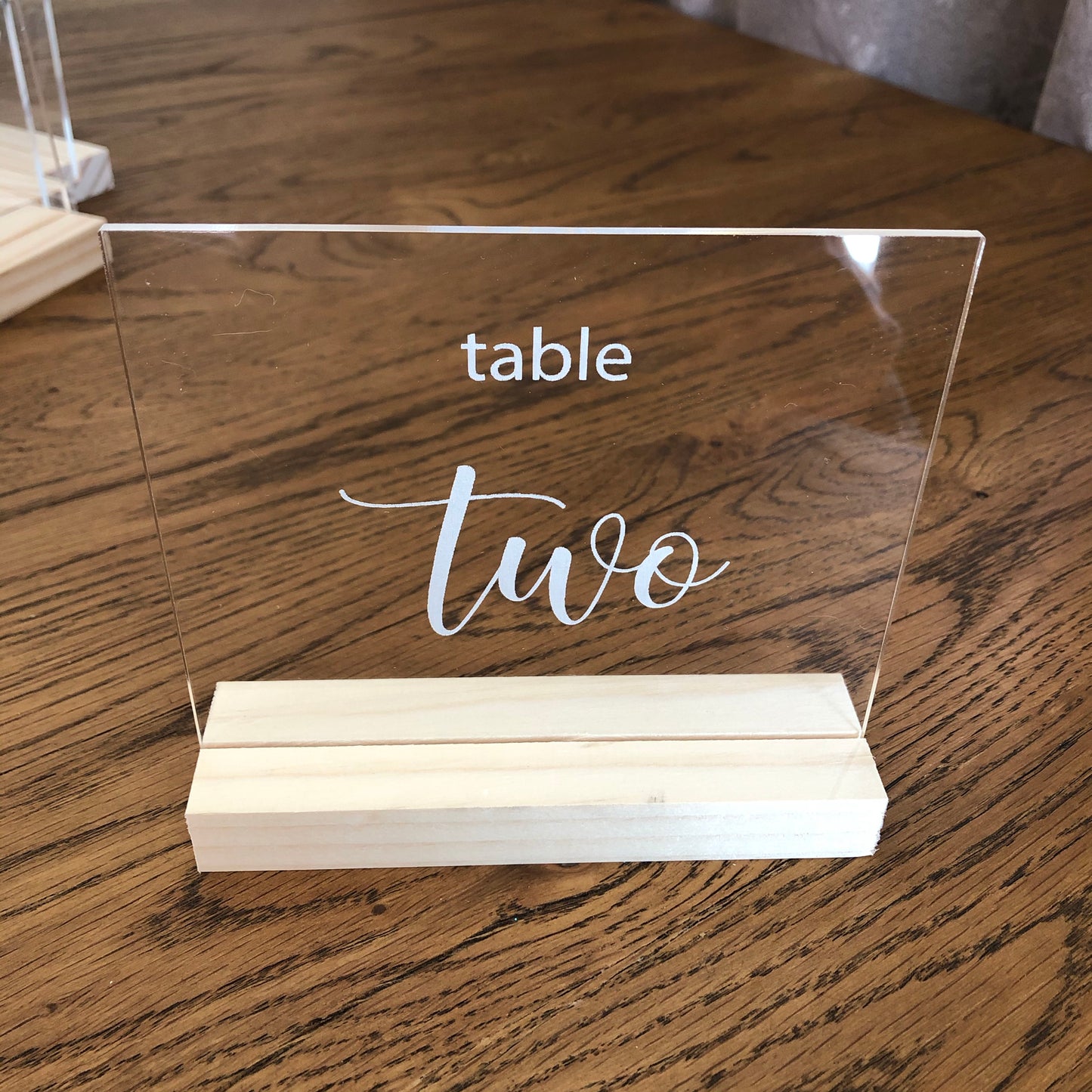 Clear Acrylic Table Number - Rectangle - Younique Collective