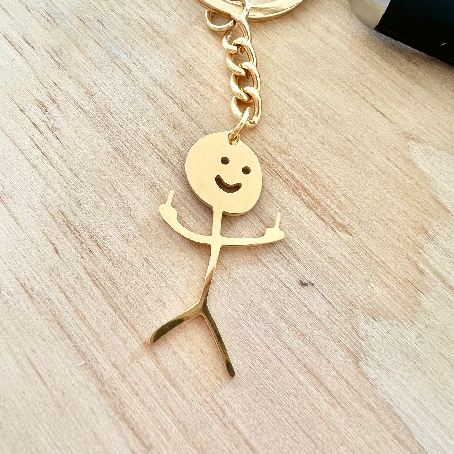 Stick man middle finger keyring