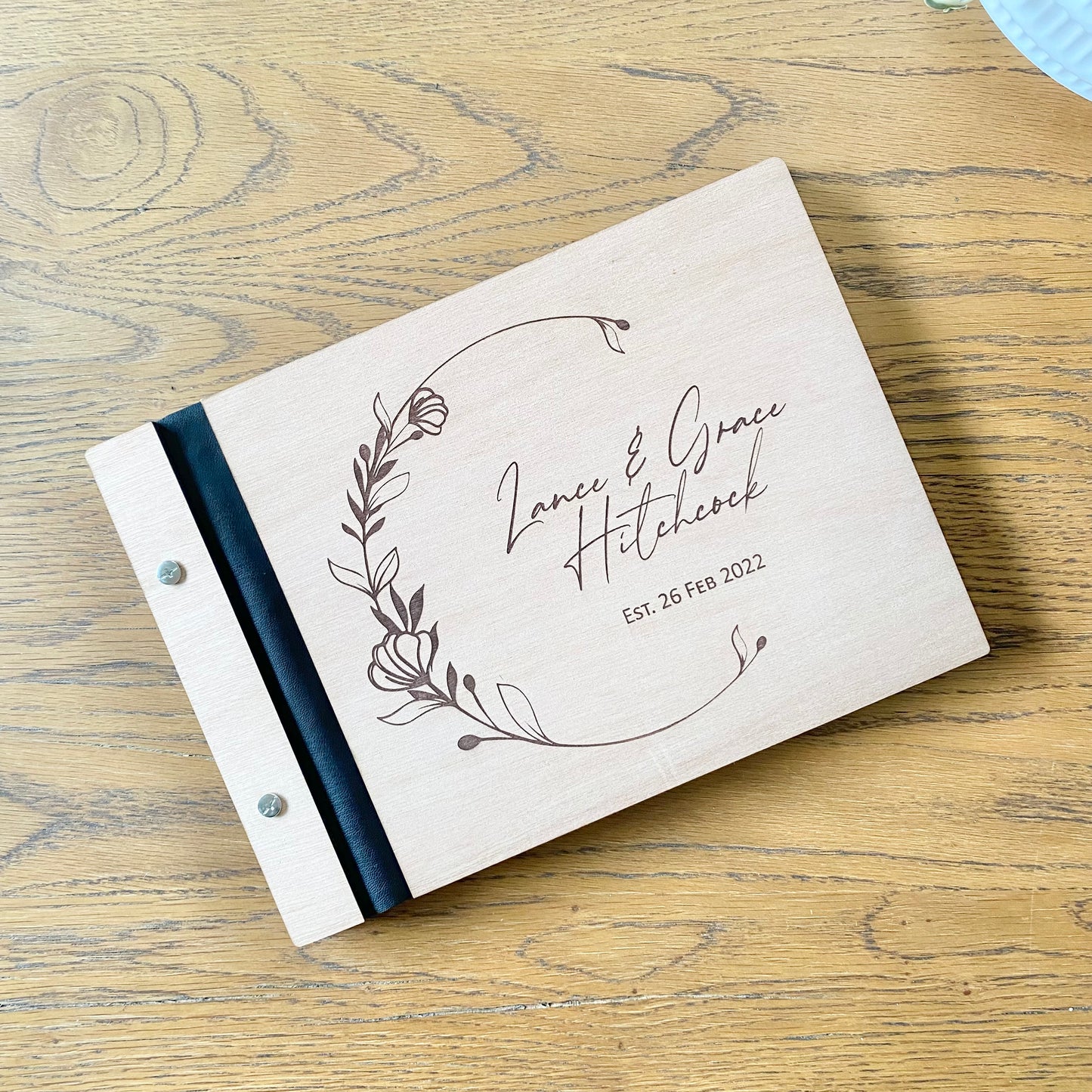 Floral crescent guest book