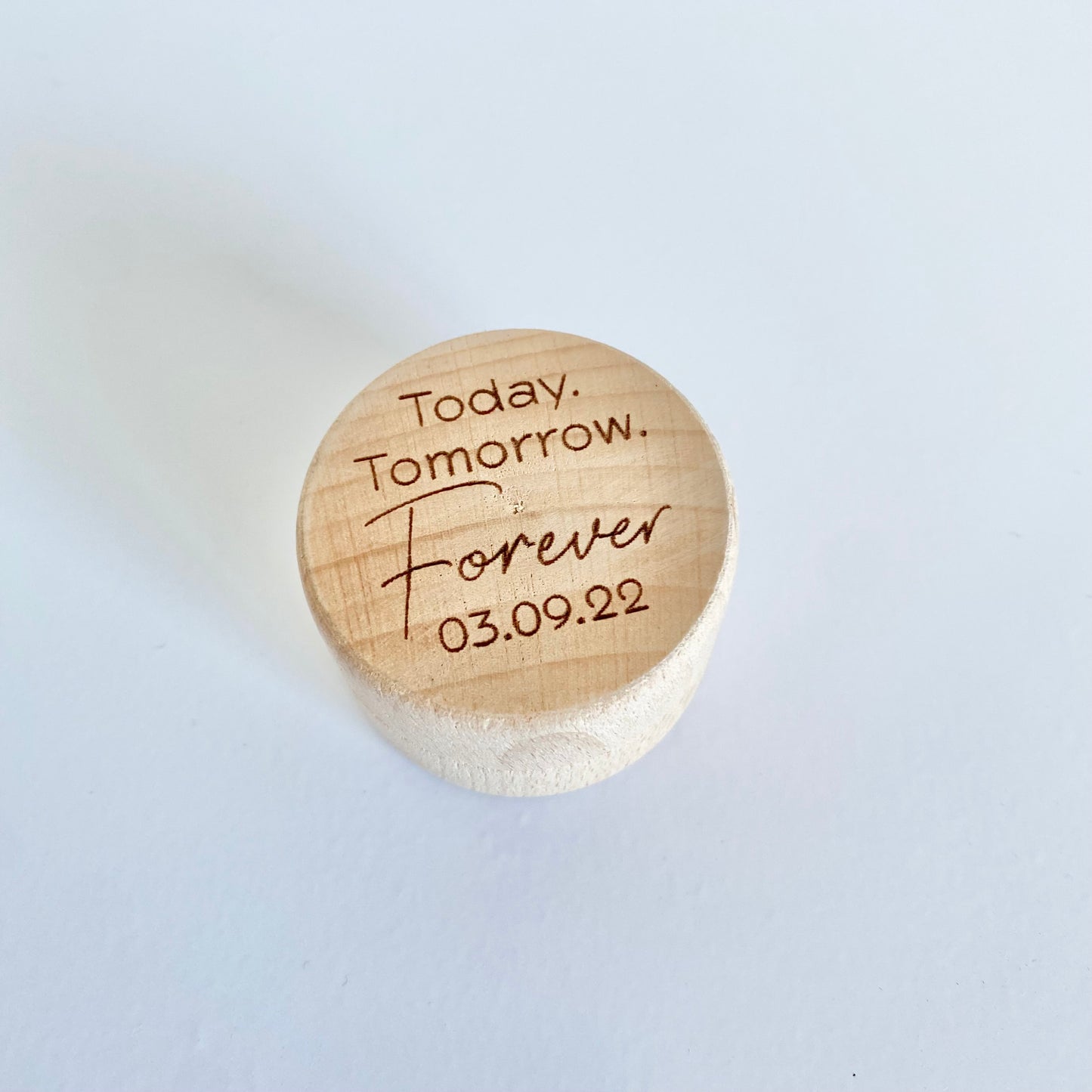Today Tomorrow Forever ring box