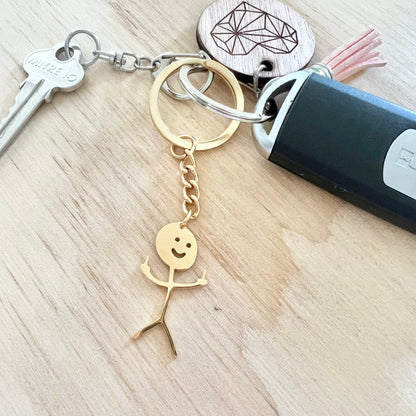 Stick man middle finger keyring